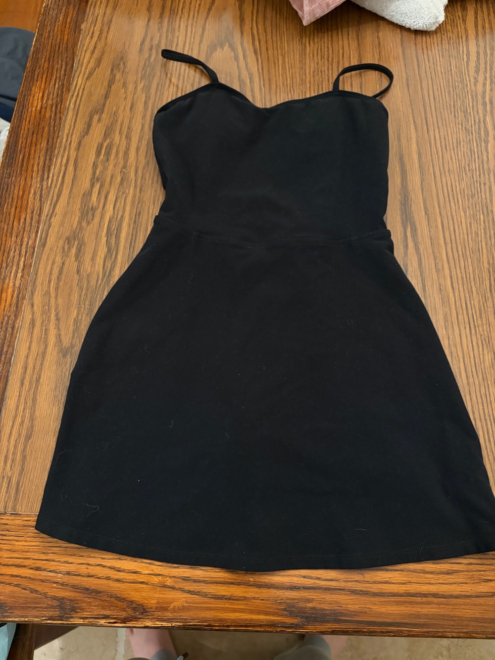 Alo Classic Black Spaghetti Strap Mini Dress